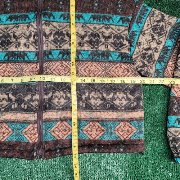Zaful Women's Western Cropped Sweater w/ zipper Sz: 4 Geometric Pattern EUC - Picture 6 of 8